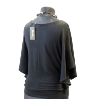 Bluzeczka Diana z pięknymi falbaniastymi rękawami - czarna